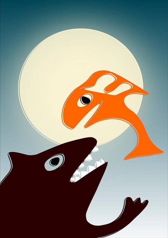 Bear Poster featuring the digital art Magic Fish by Anastasiya Malakhova