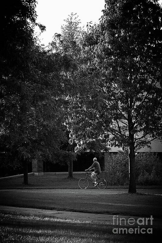 Bicycle Poster featuring the photograph Man on a Bike Taking a Time Out by Frank J Casella