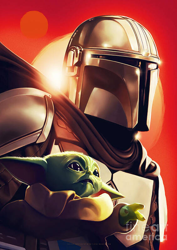 Mandalorian And Baby Yoda Martin by Poster Pixels - Friend