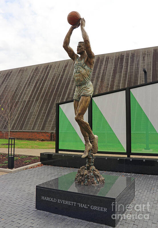 Hal Greer Poster featuring the photograph Marshall University Hal Greer Statue 0911 by Jack Schultz