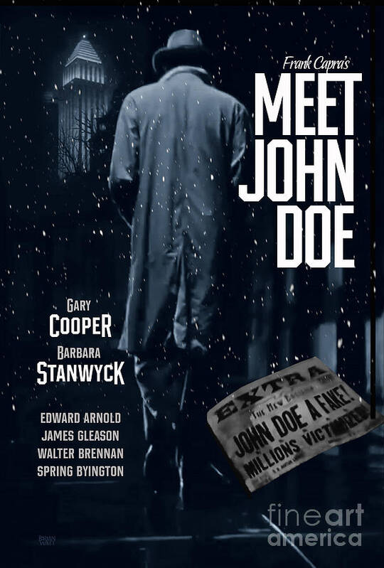 Meet John Doe Poster featuring the digital art Meet John Doe Movie Poster by Brian Watt