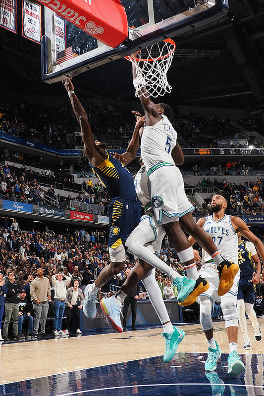Nba Pro Basketball Poster featuring the photograph Minnesota Timberwolves v Indiana Pacers by Ron Hoskins