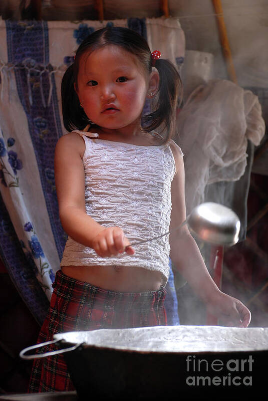 Mongol Little Girl Poster featuring the photograph Mongol little girl by Elbegzaya Lkhagvasuren