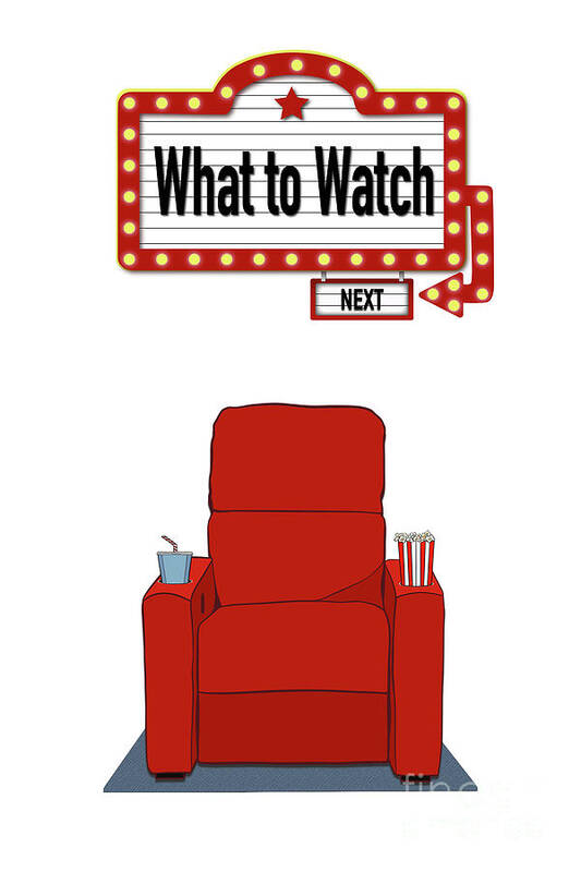 Red Movie Chair Poster featuring the digital art Movie Chair with Red Theater Sign by Patricia Awapara