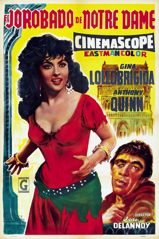 Hunchback Poster featuring the mixed media Movie poster for ''The Hunchback of Notre Dame'', with Gina Lollobrigida, 1957 by Movie World Posters
