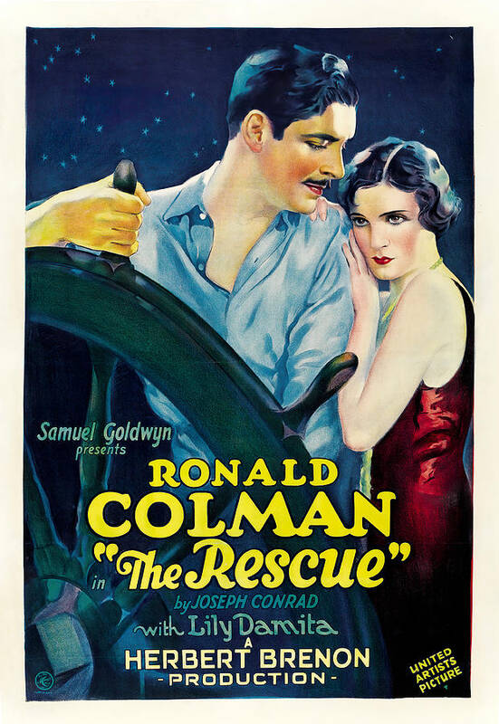Rescue Poster featuring the mixed media Movie poster for ''The Rescue'', with Ronald Colman, 1929 by Movie World Posters