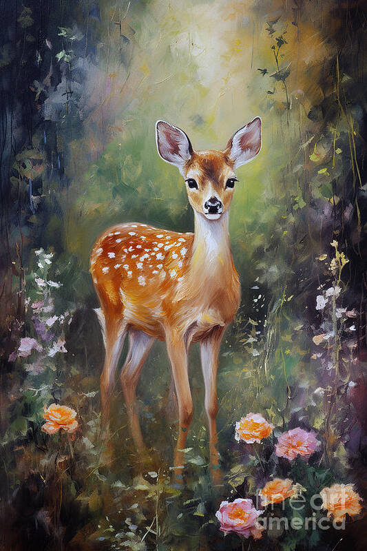 Fawn Poster featuring the digital art Nature Painting Series 082723c by Carlos Diaz