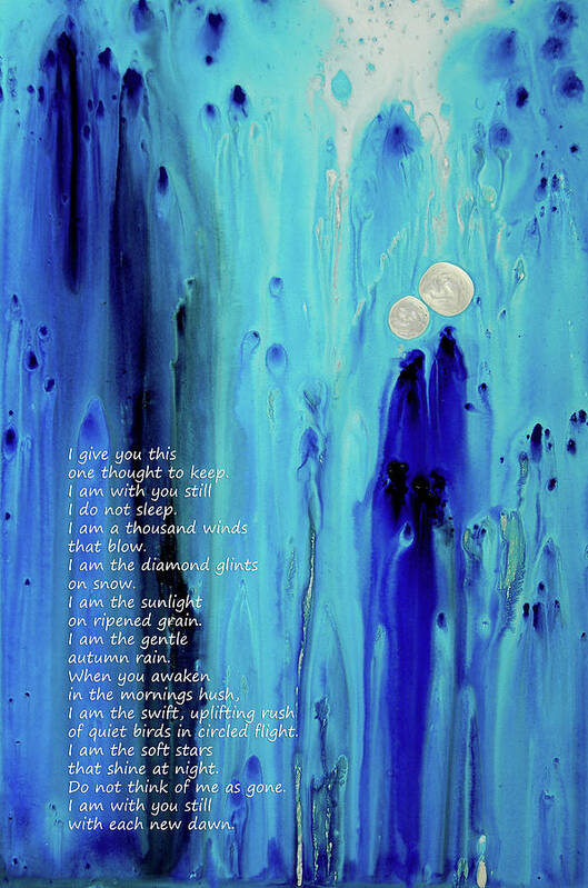 Blue Poster featuring the painting Never Alone by Sharon Cummings