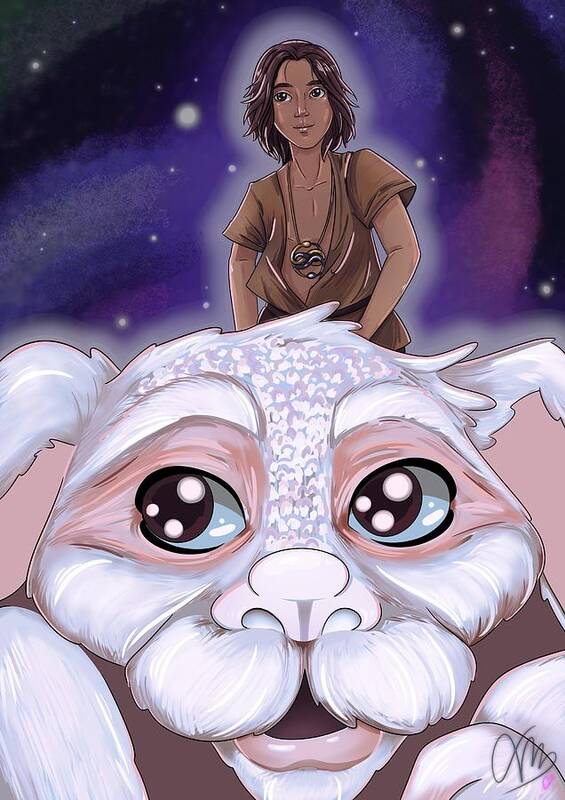 This Digital Drawing Is A Fanart Piece Of The Classic 80's Movie The Neverending Story. In This Drawing You Can See The Characters Mighty Warrior Atreyu And The Lucky Dragon Falkor. Poster featuring the digital art Neverending Story Fanart by Tania Brochado