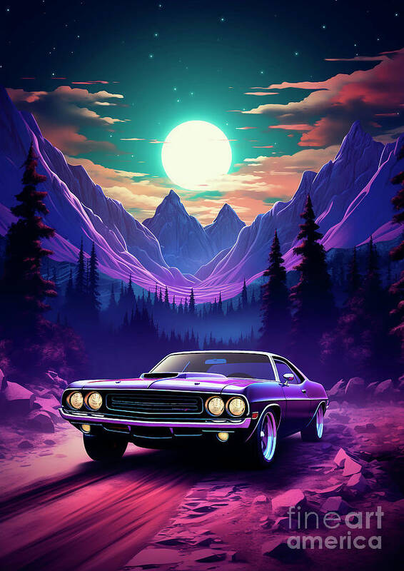 Vehicles Poster featuring the drawing No00835 Dodge Challenger by Clark Leffler
