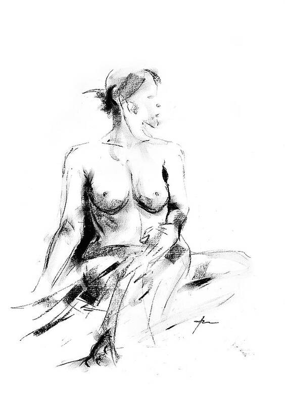 Nude Poster featuring the drawing Nude 017 by Ani Gallery