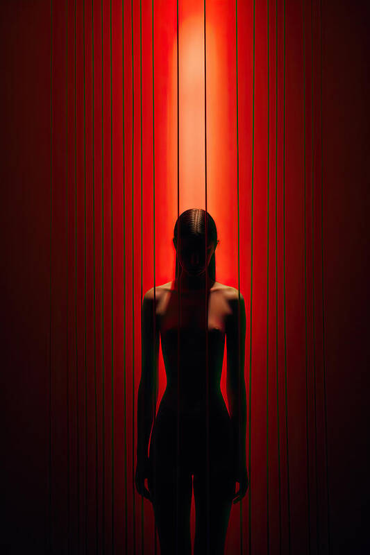 Nude Poster featuring the digital art Nude in the Dark No.2 by My Head Cinema