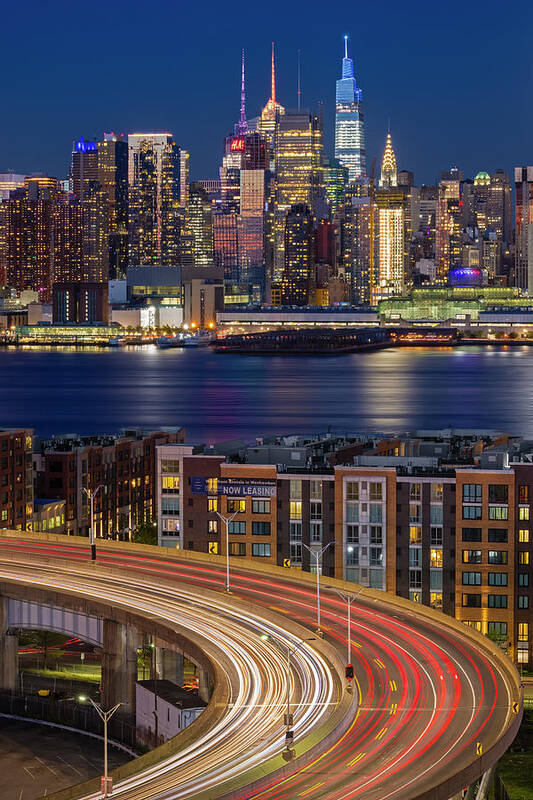 Nyc Skyline Poster featuring the photograph NYC Skyline and Lincoln Tunnel Helix by Susan Candelario