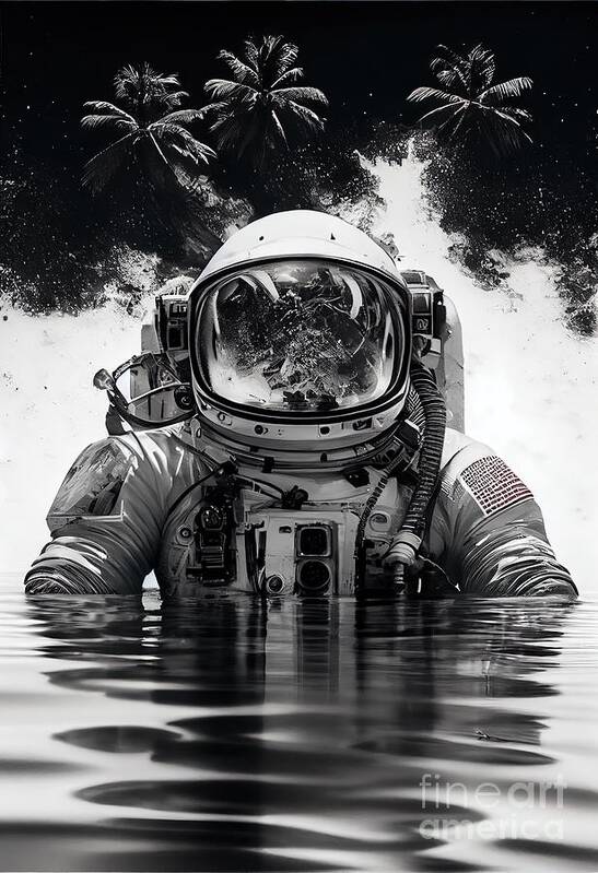 Astronaut Poster featuring the painting Oasis Portrait by N Akkash