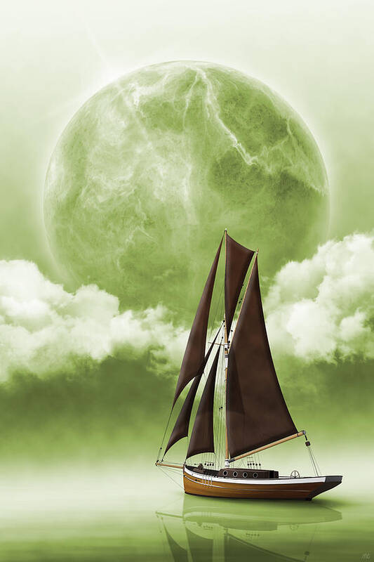 Sailing Seven Seas Poster featuring the digital art On foreign seas by Moira Risen