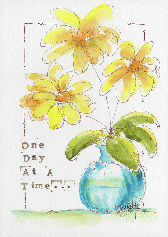 Impressionism Poster featuring the painting One Day At A Time Yellow Daisies by Pat Katz