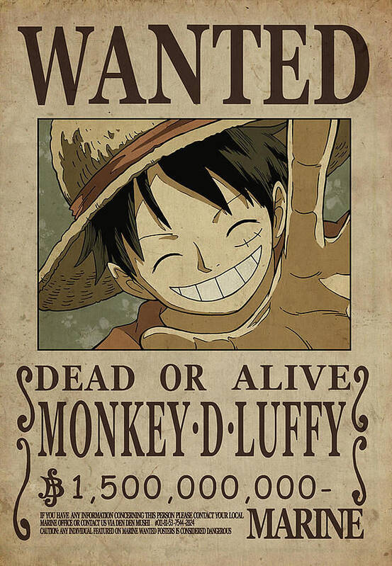 One Piece - Poster WANTED LUFFY NEW 500.000.000 - 91,5 x 61 cm