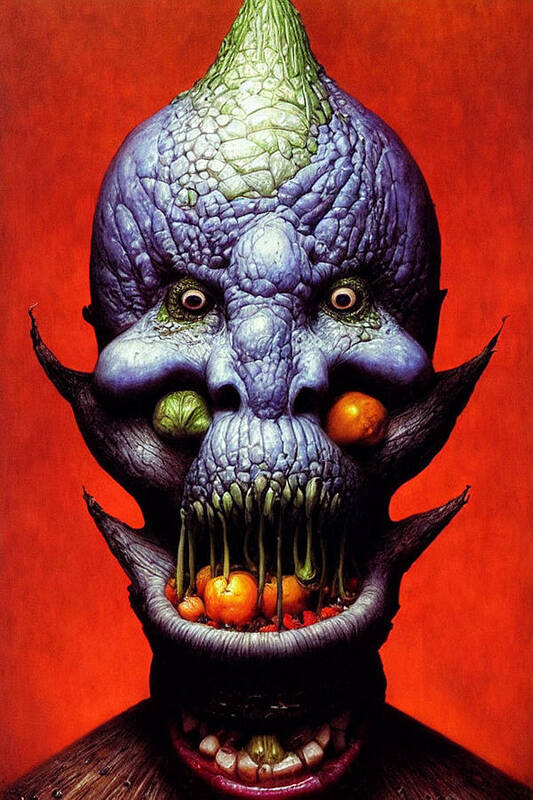 Deep Dream Poster featuring the digital art Ork Head by Otto Rapp