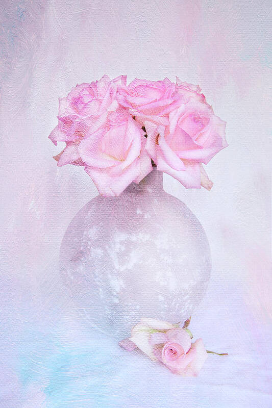 Contemporary Still Life Poster featuring the photograph Painted Roses by Theresa Tahara