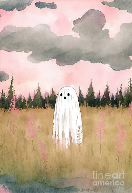 Ghost Poster featuring the painting Pastel Sky Field by N Akkash