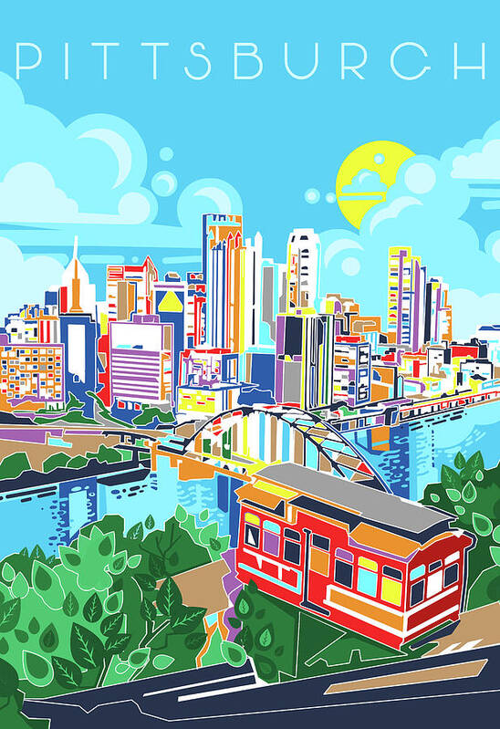 Pittsburgh Poster featuring the digital art Pittsburgh City Modern by Bekim M