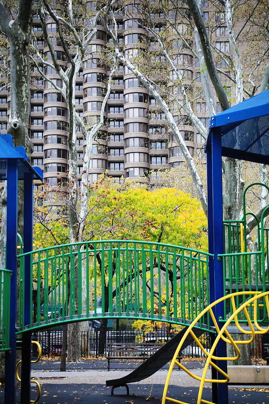 Cityscape Poster featuring the photograph Playground in Autumn - A Murray Hill Impression by Steve Ember
