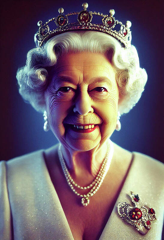 Portrait Of Queen Elizabeth Ii Illustration No 163 By Asar Studios Monarch Poster featuring the painting Portrait of Queen Elizabeth II illustration No 163 by Asar Studios by Celestial Images