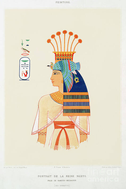 History Poster featuring the painting Portrait of Queen Nebto, daughter of Ramses-Meiamoun from Histoire de lart egyptien 1878 by Shop Ability