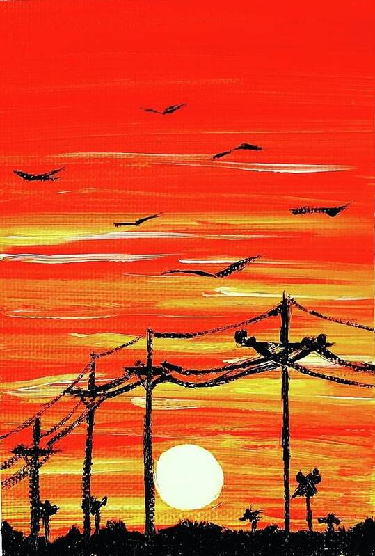  Poster featuring the painting Power Lines by Amy Kuenzie
