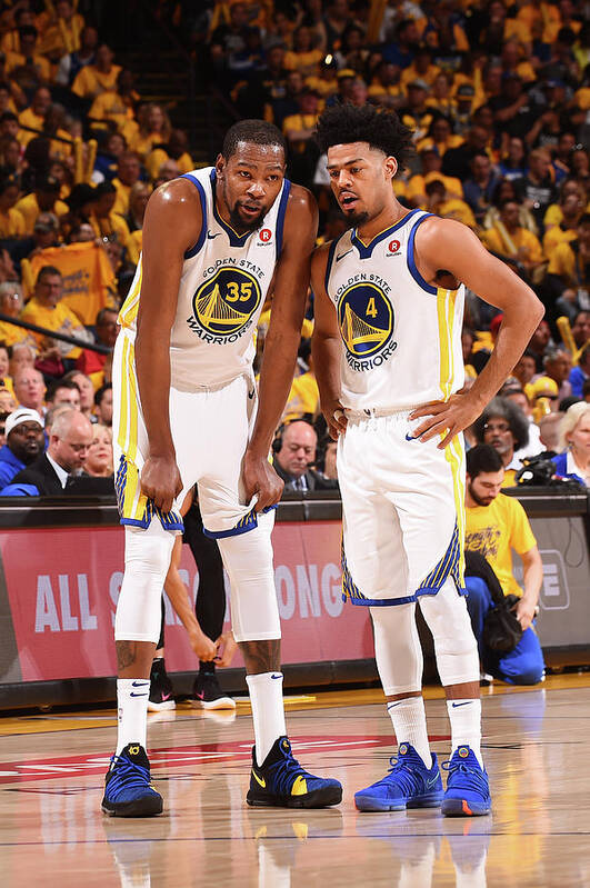 Kevin Durant Poster featuring the photograph Quinn Cook and Kevin Durant by Noah Graham