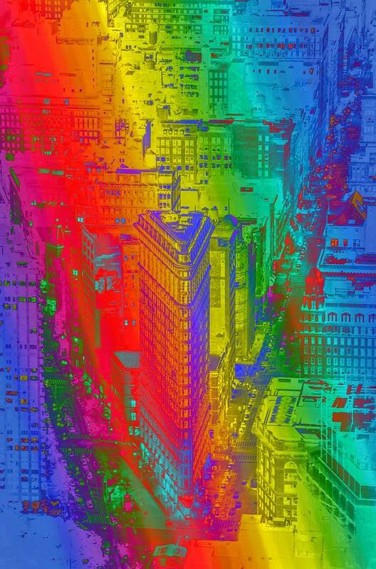 Manhattan Poster featuring the photograph Rainbow Flatiron Building - New York City - Manhattan by Marianna Mills