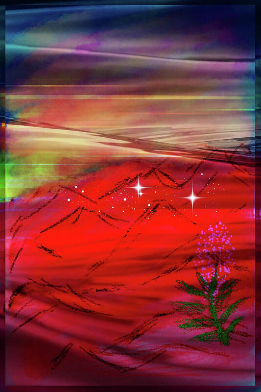 Oneheartabbey.com Poster featuring the digital art Red mountains by One Heart Abbey