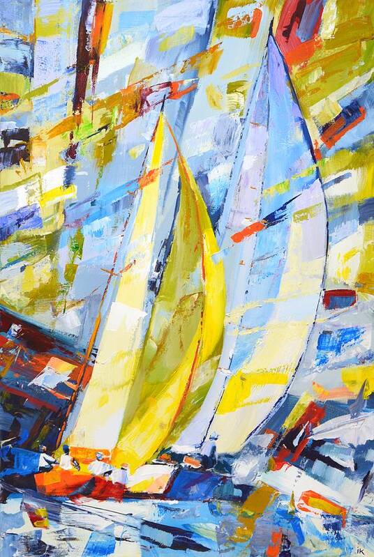 Sailboats Poster featuring the painting Regatta 35. by Iryna Kastsova