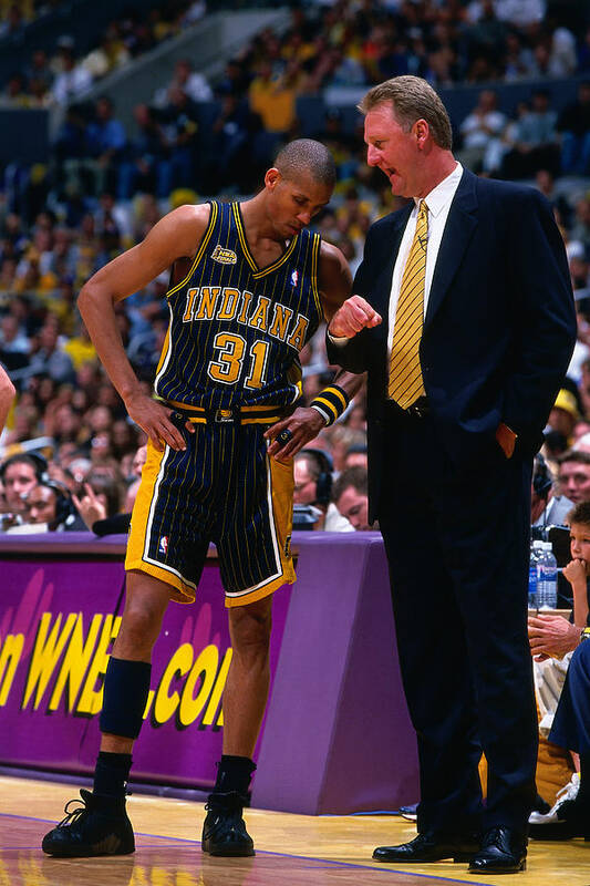 Playoffs Poster featuring the photograph Reggie Miller and Larry Bird by Nathaniel S. Butler