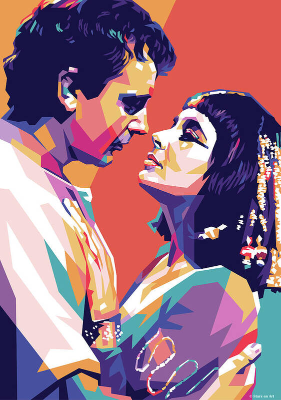 Richard Burton Poster featuring the mixed media Richard Burton and Elizabeth Taylor 1963 by Movie World Posters