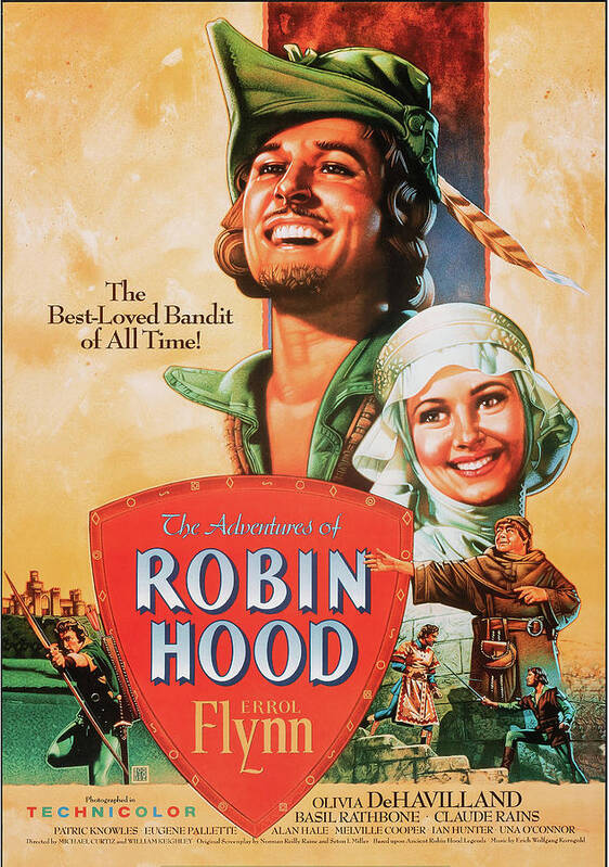 Robin Poster featuring the mixed media ''Robin Hood'' 1938 by Movie World Posters