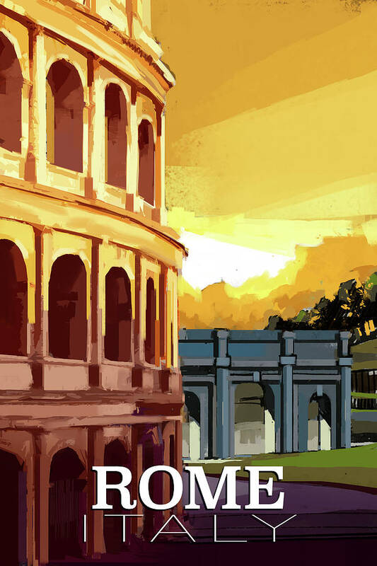 Travel Poster featuring the digital art Rome Italy by East Coast Licensing