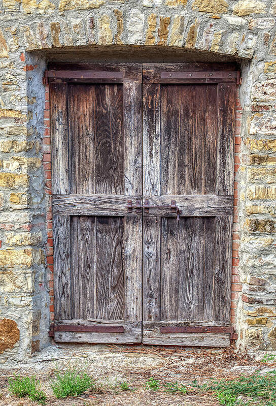 Door Poster featuring the photograph Rustic Weathered Brown Wood Door by David Letts