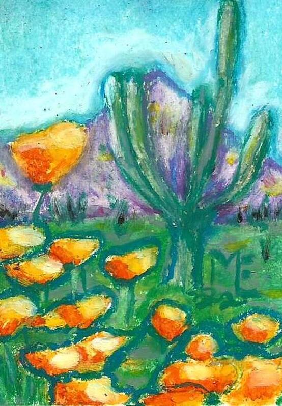 Saguaro Cactus Poster featuring the painting Saguaro Cactus by Monica Resinger