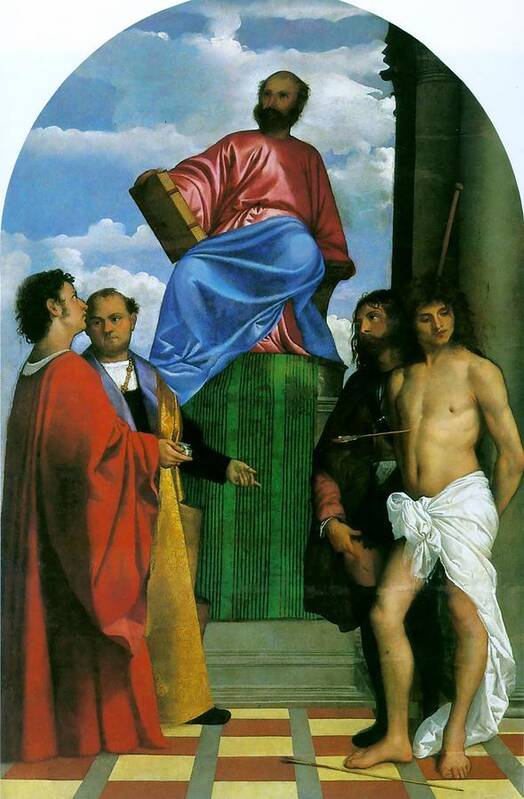 Titian Poster featuring the painting Saint Mark Enthroned by Titian