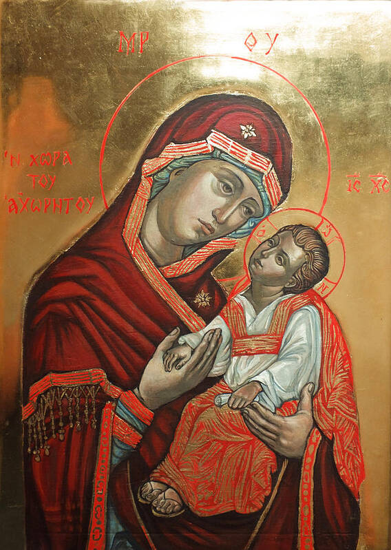 Virgin Mary Poster featuring the painting Saint Mary Mother of God by Filip Mihail