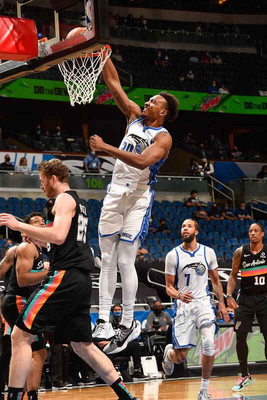 Wendell Carter Jr Poster featuring the photograph San Antonio Spurs v Orlando Magic by Gary Bassing