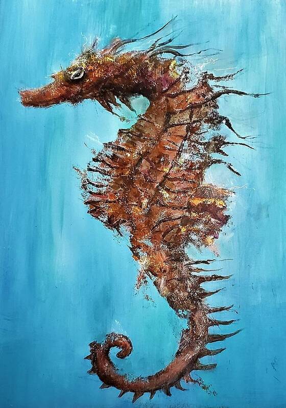 Sea Horse Poster featuring the painting Sea Horse by John Henne
