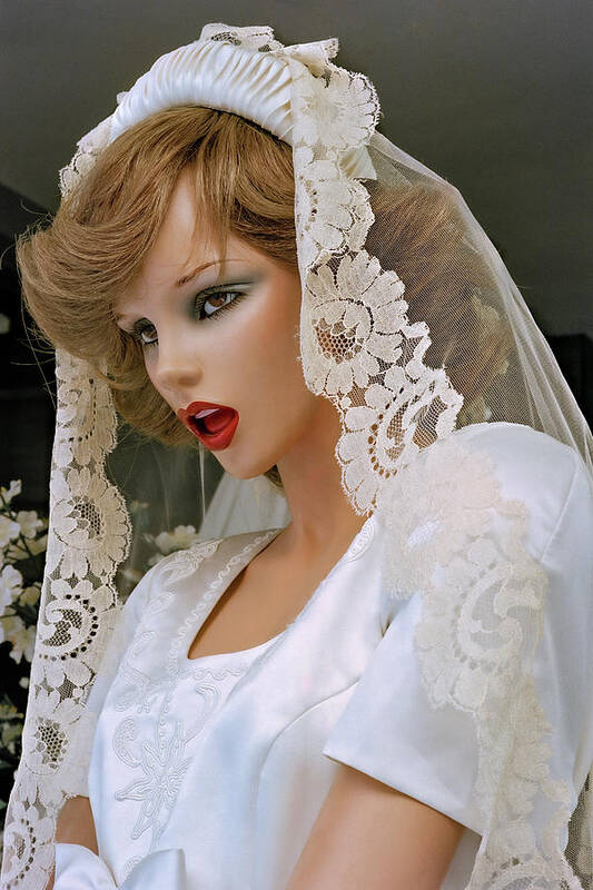  Poster featuring the photograph Sexy mannequin in wedding dress, in Seville Spain by Roberto Bigano