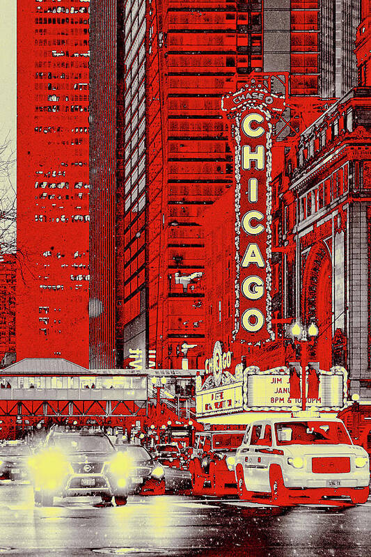 Snow In Chi Town Poster featuring the mixed media Snow in Chi Town by Susan Maxwell Schmidt