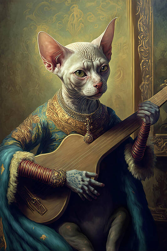 Sphynx Poster featuring the digital art Sphynx Serenade by Zina Zinchik