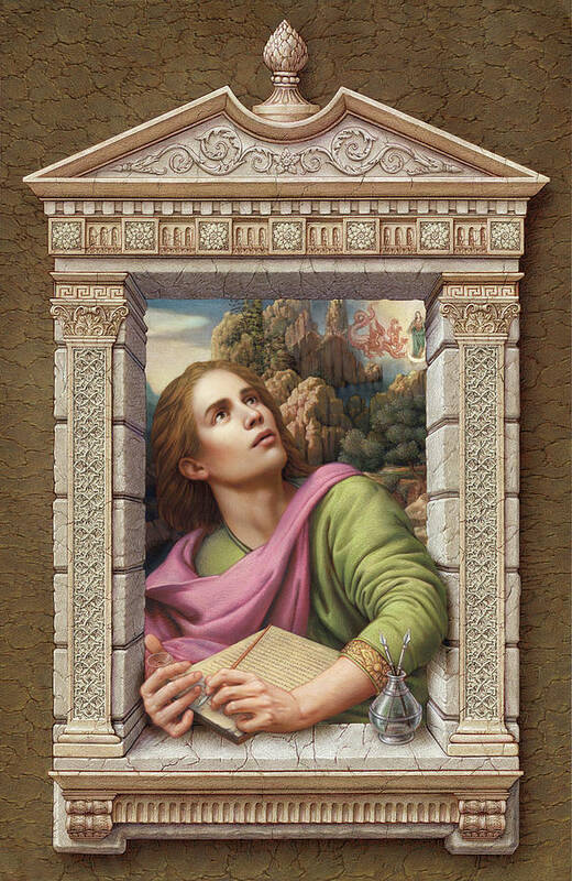 Christian Art Poster featuring the painting St. John of Patmos 2 by Kurt Wenner