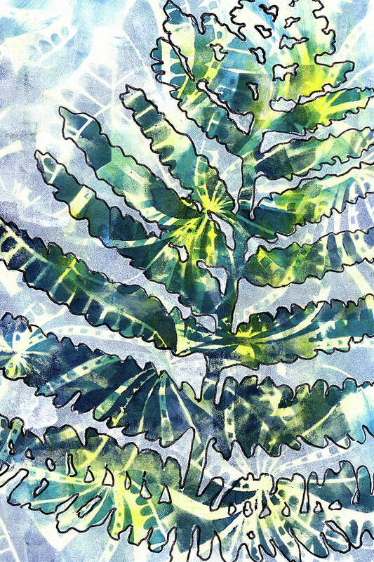 Tropical Poster featuring the painting Stained Glass Fern by Cynthia Fletcher