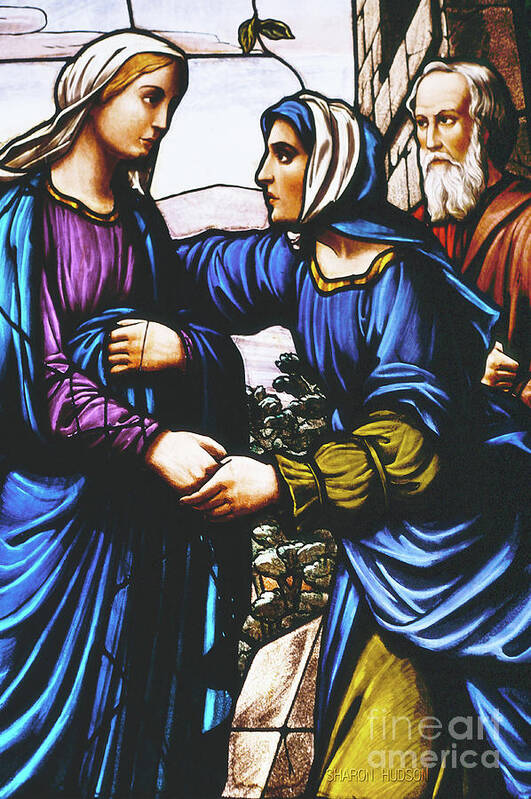 Stained Glass Poster featuring the photograph stained glass prints - The Visitation by Sharon Hudson
