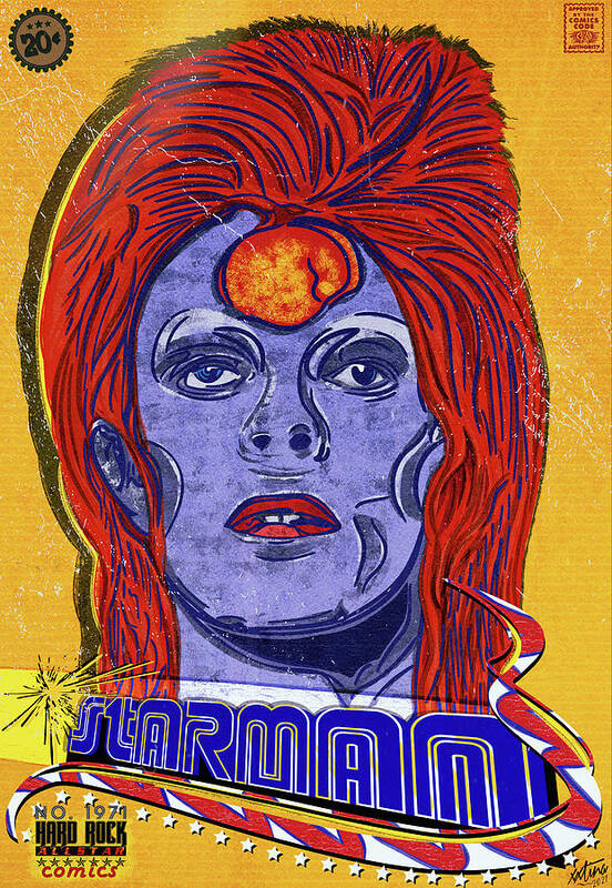 David Bowie Poster featuring the digital art Starman by Christina Rick